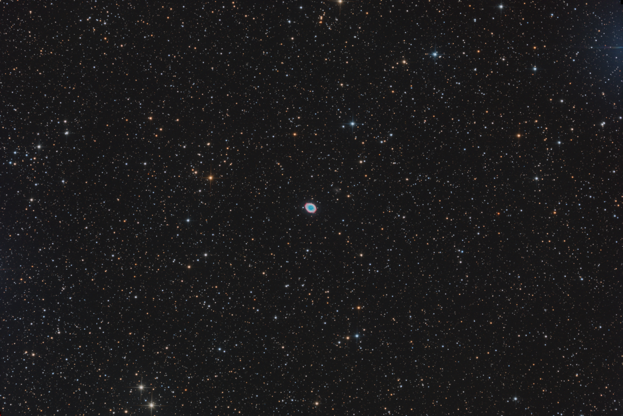 Ring Nebula RGB R 65x120s G 66x120s B 63x120s DBE Solved PCC GHS ArcSinh ACDNR StarSaturation HDRNebula MTStarContours DeconStarCores jpg