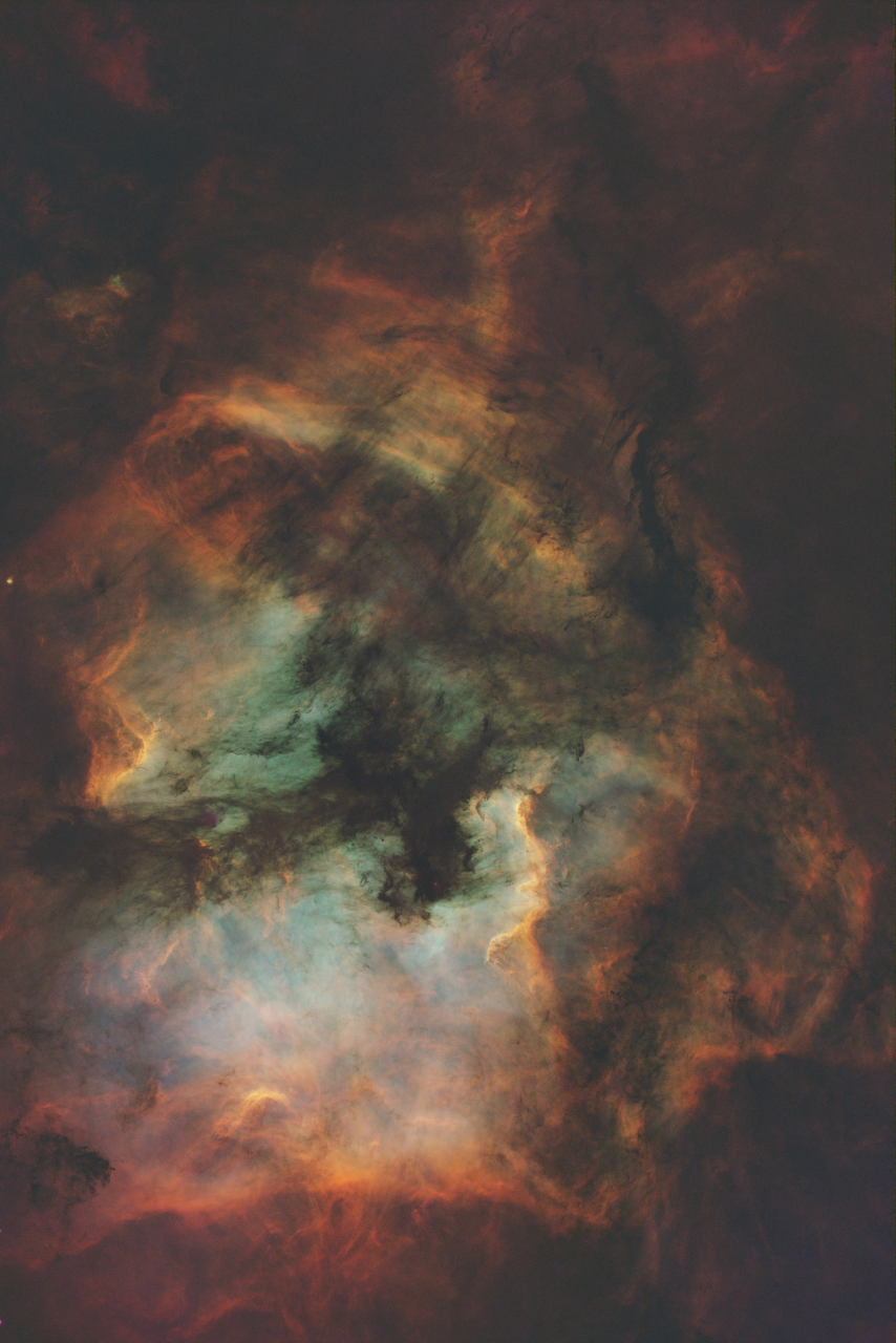 NGC 7000 Region Take 2 SHO Sii25nm 33x360s Oiii5nm 14x360s Ha3nm 29x360s ToneMap jpg