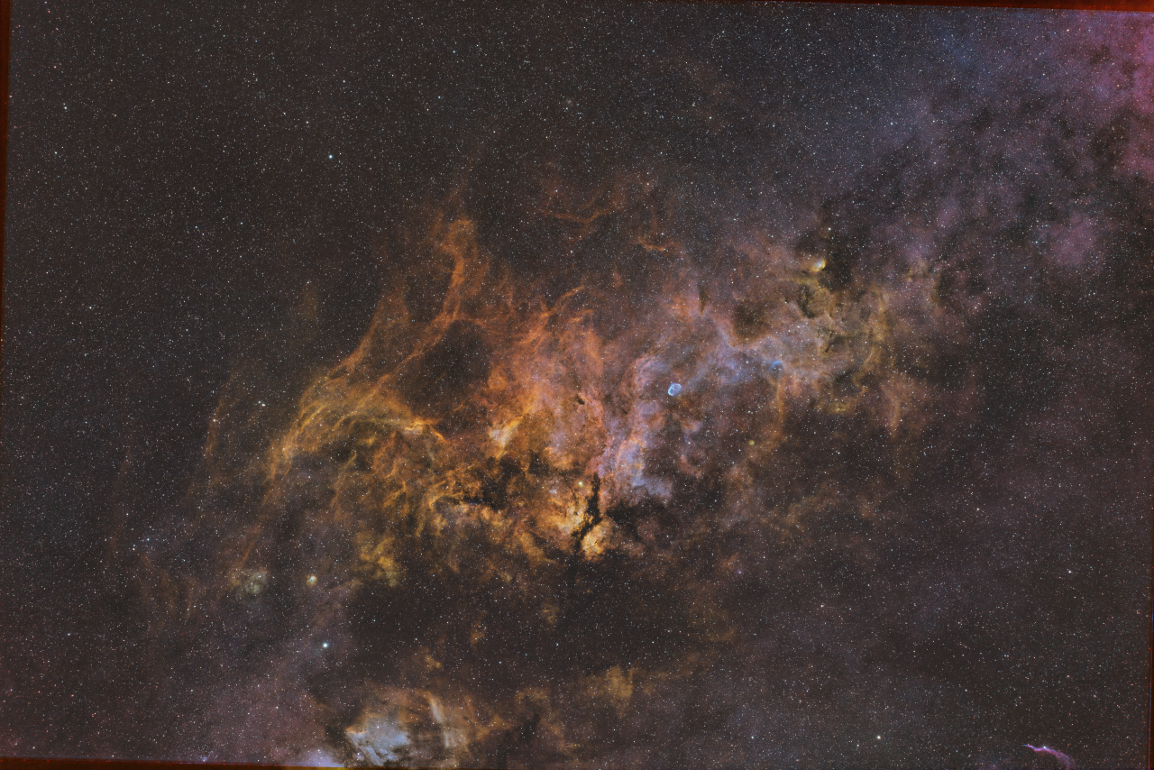 Cygnus on HD192143 SHOBlendHOOBlendRGB Ha6nmMaxFR 57x180s Sii6nm 26x180s Oiii6nm 44x180s DBE GHS ToneMap GHS UnsharpMask AddRGBStars jpg