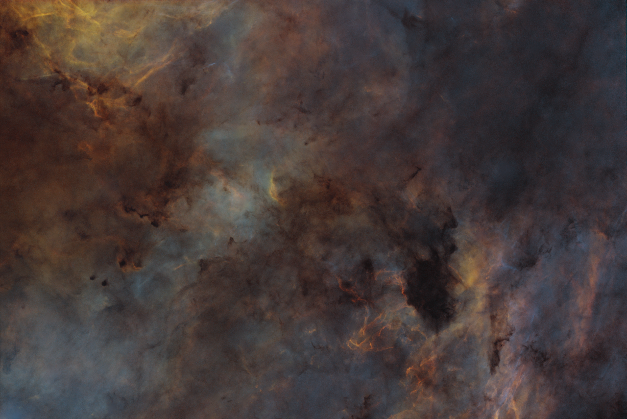 Barnard 343 Region in Cygnus Sii25nm 16x720s Ha3nm 19x720s Oiii5nm 30x720s ToneMap jpg