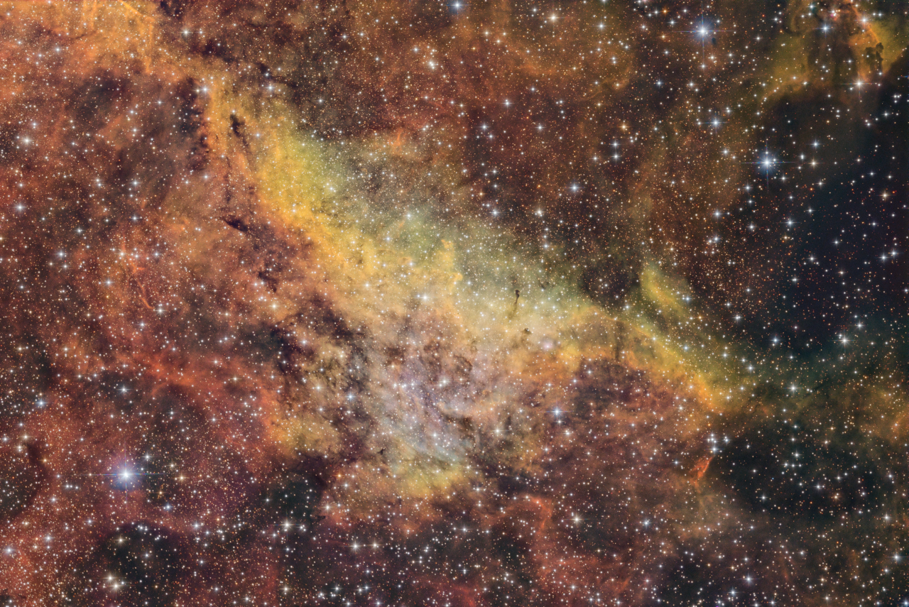 Dolphin Nebula in Cygnus SHO Sii3 78x360s Ha 22x360s Oiii 87x360s ESD ToneMap4 AddRGBStars jpg