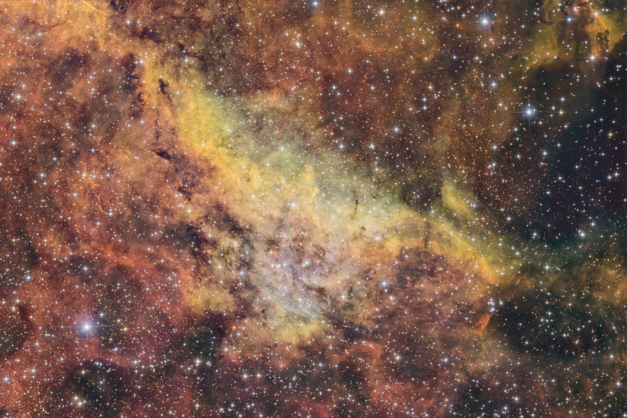 Dolphin Nebula in Cygnus SHO Sii3 78x360s Ha 22x360s Oiii 87x360s ESD ToneMap4b AddRGBStars jpg