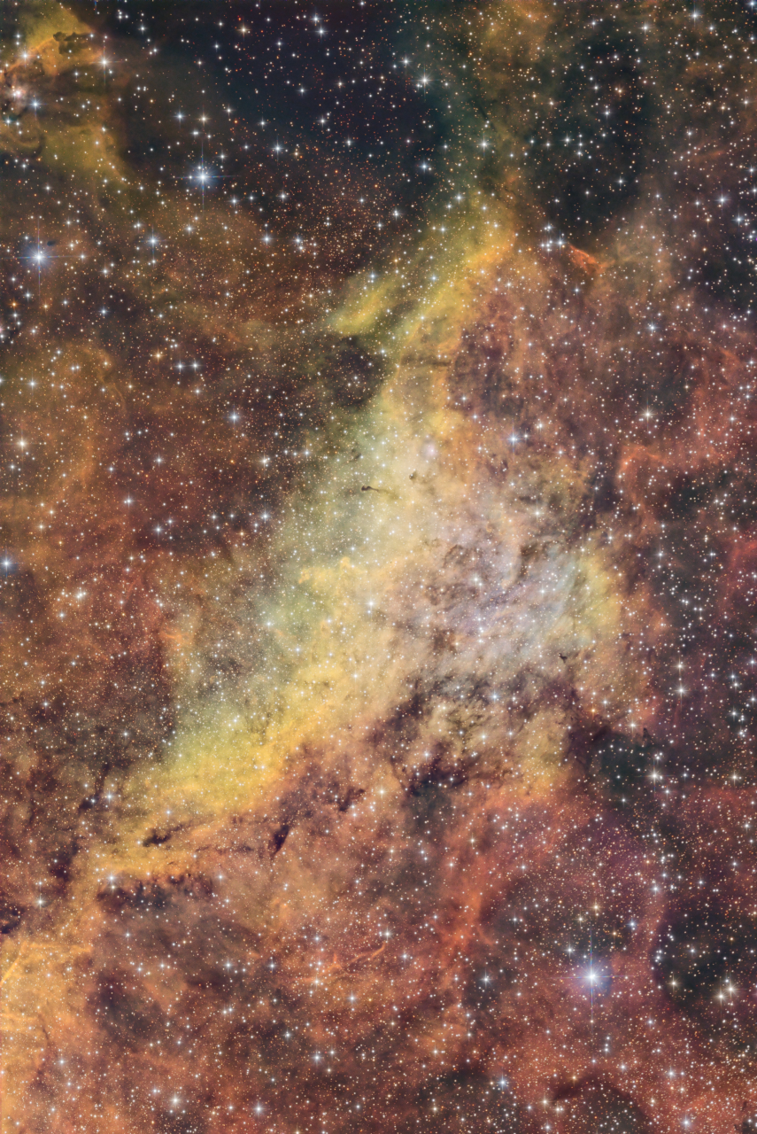 Dolphin Nebula in Cygnus SHO Sii3 78x360s Ha 22x360s Oiii 87x360s ESD ToneMap4b Rot90 AddRGB AddStars Rot90 jpg