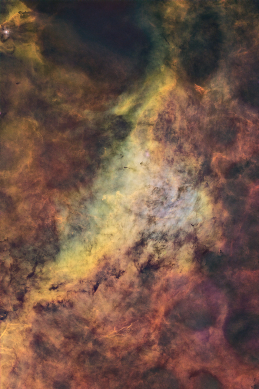 Dolphin Nebula in Cygnus SHO Sii3 78x360s Ha 22x360s Oiii 87x360s ESD ToneMap4b Rot90 AddRGB Rot90 jpg