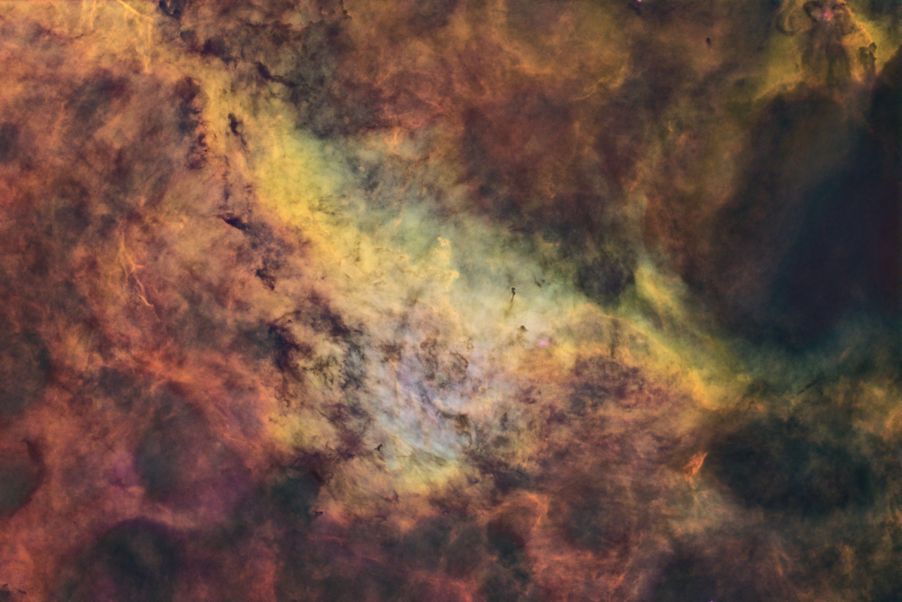 Dolphin Nebula in Cygnus SHO Sii3 78x360s Ha 22x360s Oiii 87x360s ESD ToneMap4b jpg