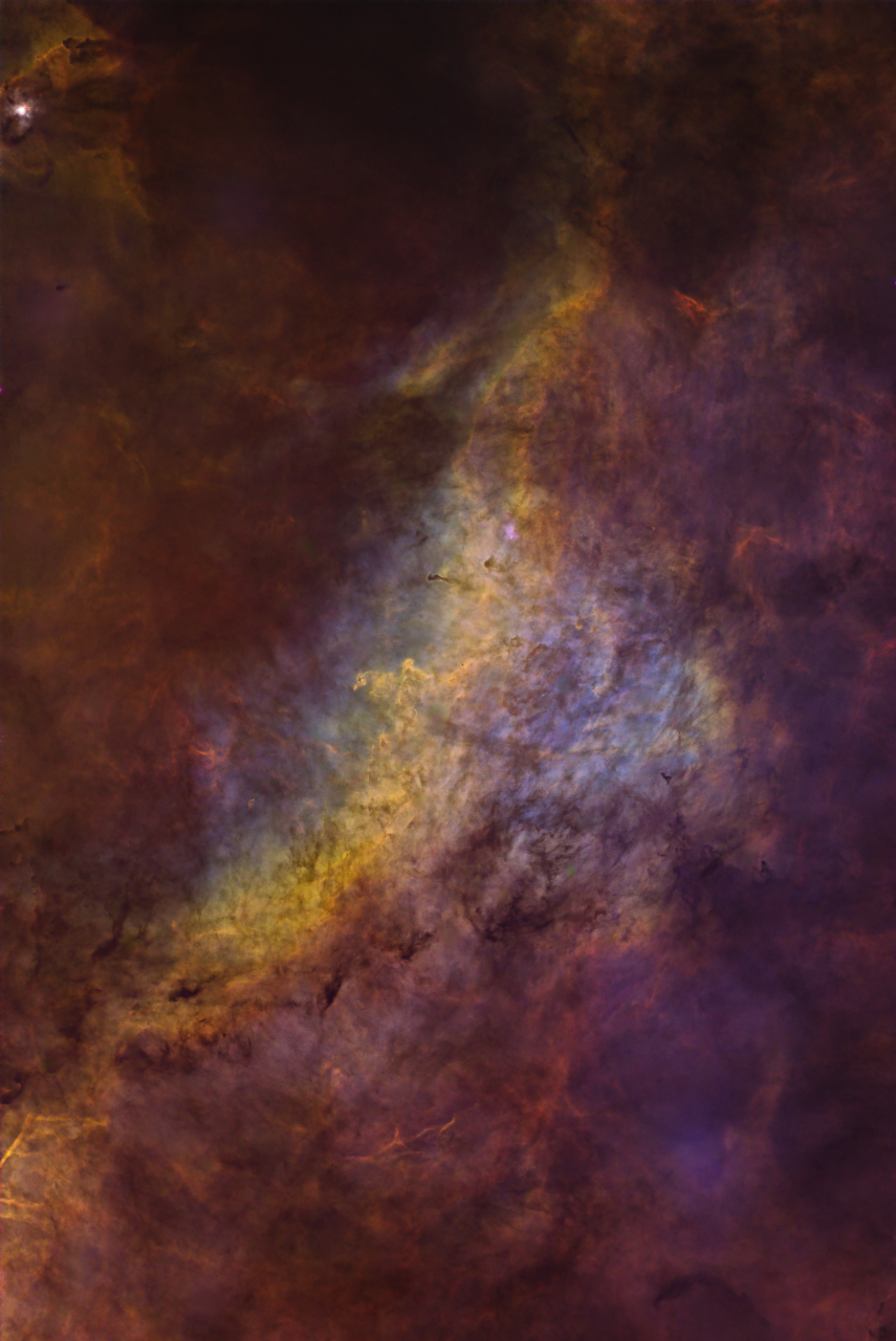 Dolphin Nebula in Cygnus SHO Sii3 78x360s Ha 22x360s Oiii 87x360s ESD ToneMap5b AddRGB jpg