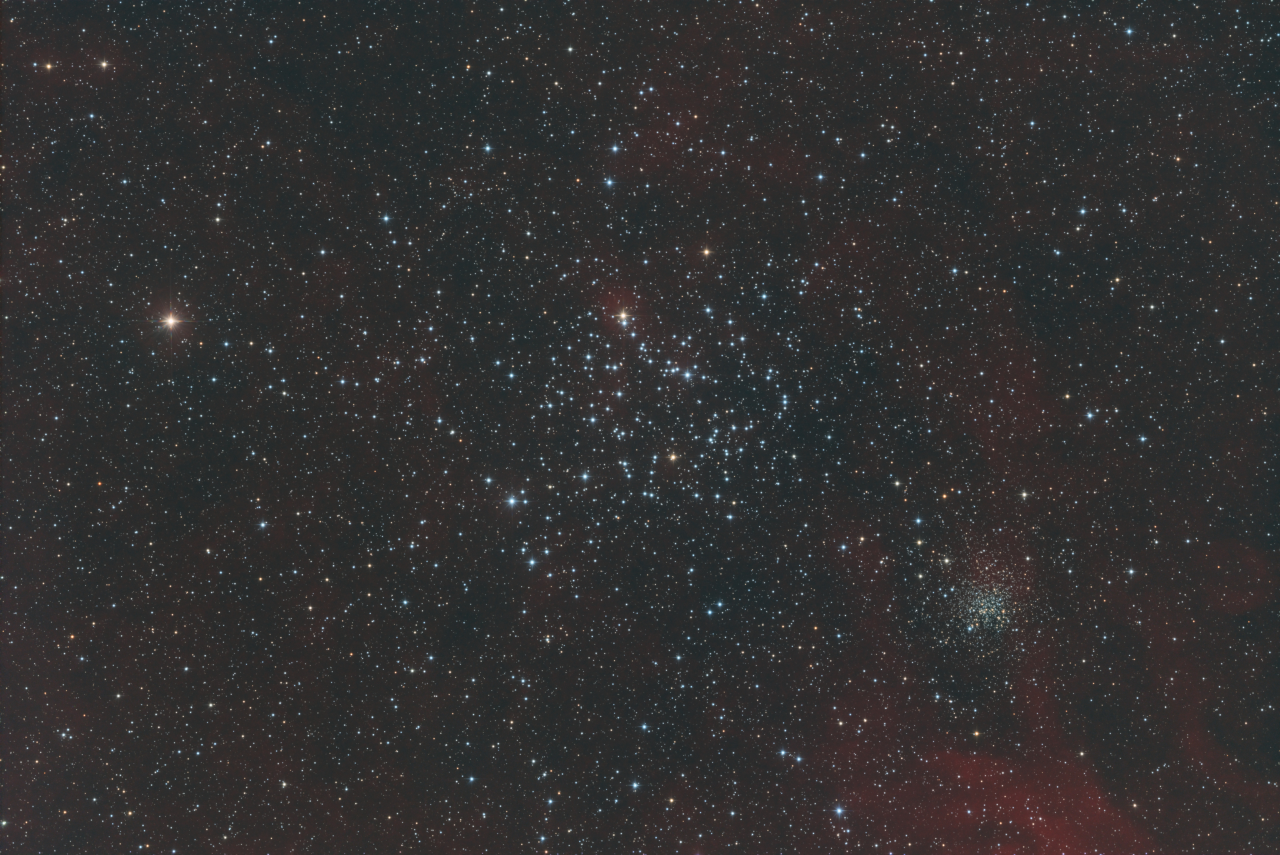 M35 and NGC2158 HaRGB Ha 11x180s Ha 61x360s R 67x90s G 60x90s B 60x90s Draft1 jpg