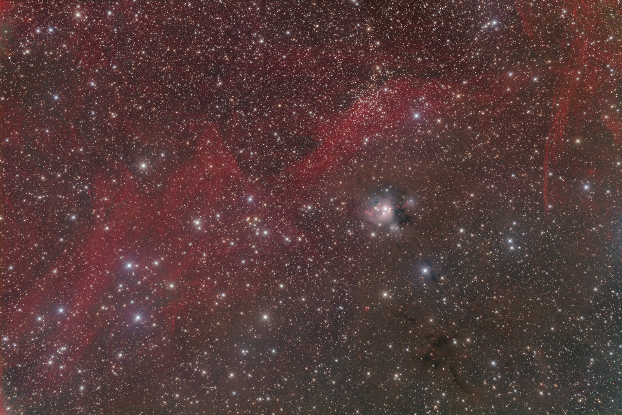 NGC7129 NGC7142 Take 2b HaLRGB R 132x180s G 123x180s B 118x180s L 227x180s Ha 246x360s MSGR QuickEdit jpg